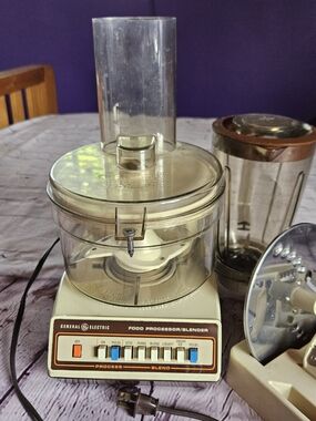 Vintage General Electric Food Processor and Blender with Attachments 1970's